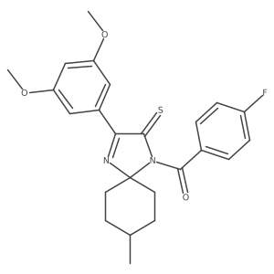 3-(3,5-Dimethoxyphenyl)-1-(4-fluorobenzoyl)-8-methyl-1,4-diazaspiro[4.5]dec-3-ene-2-thione结构式