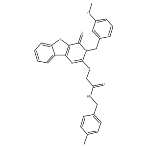 2-{[3-(3-methoxybenzyl)-4-oxo-3,4-dihydro[1]benzofuro[3,2-d]pyrimidin-2-yl]sulfanyl}-N-(4-methylbenzyl)acetamide Structure