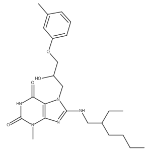 8-((2-ethylhexyl)amino)-7-(2-hydroxy-3-(m-tolyloxy)propyl)-3-methyl-1H-purine-2,6(3H,7H)-dione结构式