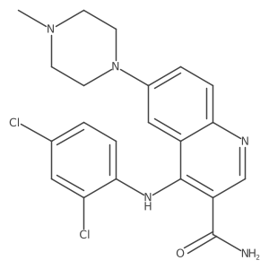 4-(2,4-Dichlorophenylamino)-6-(4-methylpiperazin-1-yl)quinoline-3-carboxamide结构式