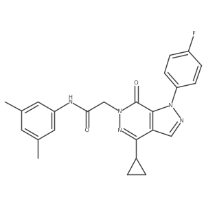 Cc1cc(C)cc(NC(=O)Cn2nc(C3CC3)c3cnn(-c4ccc(F)cc4)c3c2=O)c1结构式