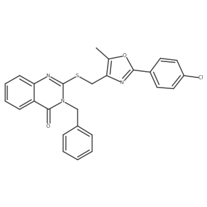 3-benzyl-2-(((2-(4-chlorophenyl)-5-methyloxazol-4-yl)methyl)thio)quinazolin-4(3H)-one结构式