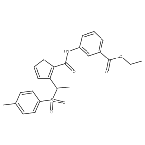 Ethyl 3-{[(3-{methyl[(4-methylphenyl)sulfonyl]amino}thiophen-2-yl)carbonyl]amino}benzoate结构式