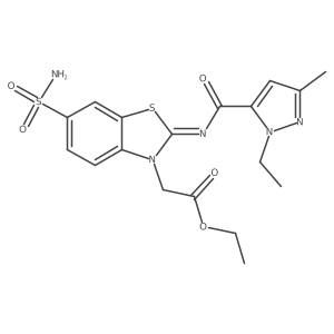 (E)-ethyl 2-(2-((1-ethyl-3-methyl-1H-pyrazole-5-carbonyl)imino)-6-sulfamoylbenzo[d]thiazol-3(2H)-yl)acetate Structure