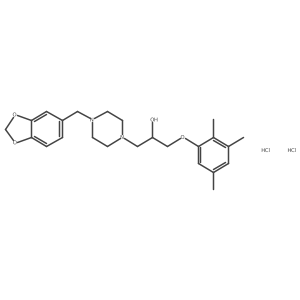 1-[4-(1,3-benzodioxol-5-ylmethyl)piperazin-1-yl]-3-(2,3,5-trimethylphenoxy)propan-2-ol;dihydrochloride结构式