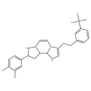 11-(3,4-Dimethylphenyl)-5-({[3-(trifluoromethyl)phenyl]methyl}sulfanyl)-3,4,6,9,10-pentaazatricyclo[7.3.0.0^{2,6}]dodeca-1(12),2,4,7,10-pentaene结构式