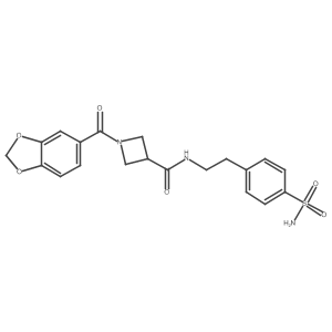 1-(benzo[d][1,3]dioxole-5-carbonyl)-N-(4-sulfamoylphenethyl)azetidine-3-carboxamide结构式