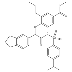 N-(4-iso-propylbenzenesulfonyl)-alpha-(4-carbomethoxy-2-n-propylphenoxy)-3,4-methylenedioxyphenylacetamide Structure