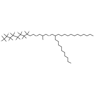 1-(2-Decyltetradecoxy)-3-(3,3,4,4,5,5,6,6,7,7,8,8,9,9,10,10,10-heptadecafluorodecylsulfanyl)propan-2-ol结构式
