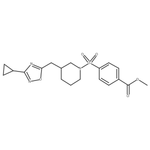 Methyl 4-((3-((3-cyclopropyl-1,2,4-oxadiazol-5-yl)methyl)piperidin-1-yl)sulfonyl)benzoate结构式