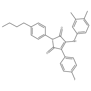 1H-Pyrrole-2,5-dione, 1-(4-butylphenyl)-3-[(3,4-dimethylphenyl)amino]-4-(4-fluorophenyl)-结构式
