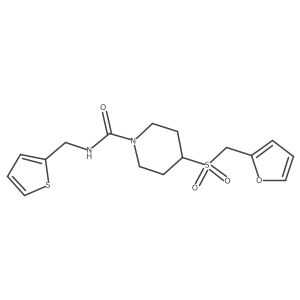 4-((furan-2-ylmethyl)sulfonyl)-N-(thiophen-2-ylmethyl)piperidine-1-carboxamide Structure