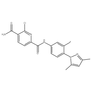 6-chloro-N2-[4-(3,5-dimethyl-1H-pyrazol-1-yl)-3-fluorophenyl]pyridine-2,5-dicarboxamide结构式