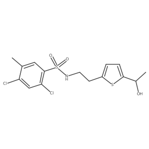 2,4-dichloro-N-(2-(5-(1-hydroxyethyl)thiophen-2-yl)ethyl)-5-methylbenzenesulfonamide Structure