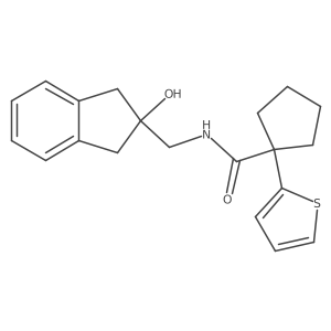 N-((2-hydroxy-2,3-dihydro-1H-inden-2-yl)methyl)-1-(thiophen-2-yl)cyclopentanecarboxamide Structure