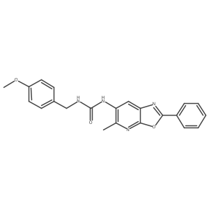 1-(4-Methoxybenzyl)-3-(5-methyl-2-phenyloxazolo[5,4-b]pyridin-6-yl)urea Structure