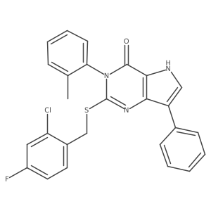 2-((2-chloro-4-fluorobenzyl)thio)-7-phenyl-3-(o-tolyl)-3H-pyrrolo[3,2-d]pyrimidin-4(5H)-one结构式