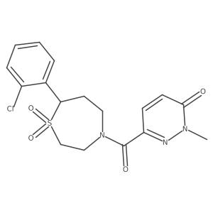 6-(7-(2-chlorophenyl)-1,1-dioxido-1,4-thiazepane-4-carbonyl)-2-methylpyridazin-3(2H)-one结构式