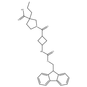 1-[3-({[(9H-fluoren-9-yl)methoxy]carbonyl}amino)cyclobutanecarbonyl]-3-propylpyrrolidine-3-carboxylic acid结构式