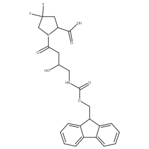 (2R)-1-[4-({[(9H-fluoren-9-yl)methoxy]carbonyl}amino)-3-hydroxybutanoyl]-4,4-difluoropyrrolidine-2-carboxylic acid Structure