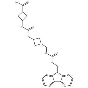 3-(2-{3-[({[(9H-fluoren-9-yl)methoxy]carbonyl}amino)methyl]cyclobutyl}acetamido)cyclobutane-1-carboxylic acid结构式