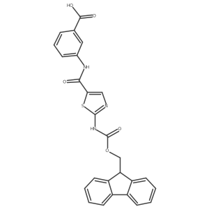 3-[2-({[(9H-fluoren-9-yl)methoxy]carbonyl}amino)-1,3-thiazole-5-amido]benzoic acid结构式
