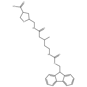 5-{[5-({[(9H-fluoren-9-yl)methoxy]carbonyl}amino)-3-methylpentanamido]methyl}oxolane-3-carboxylic acid结构式