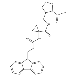 rac-(2R,3R)-3-({[1-({[(9H-fluoren-9-yl)methoxy]carbonyl}amino)cyclopropyl]formamido}methyl)oxolane-2-carboxylic acid Structure