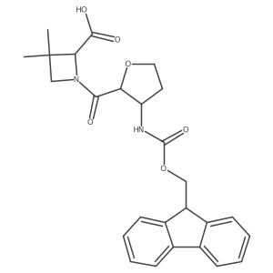 rac-1-[(2R,3S)-3-({[(9H-fluoren-9-yl)methoxy]carbonyl}amino)oxolane-2-carbonyl]-3,3-dimethylazetidine-2-carboxylic acid Structure