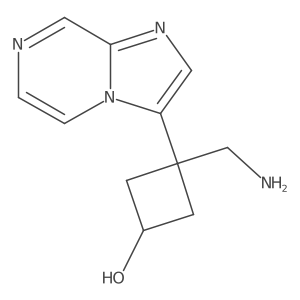 3-(Aminomethyl)-3-{imidazo[1,2-a]pyrazin-3-yl}cyclobutan-1-ol结构式