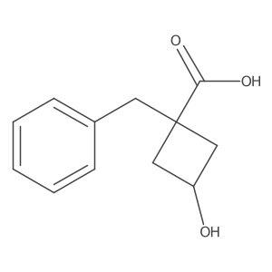1-Benzyl-3-hydroxycyclobutane-1-carboxylic acid结构式
