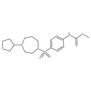 Methyl (4-((4-(tetrahydrothiophen-3-yl)-1,4-diazepan-1-yl)sulfonyl)phenyl)carbamate结构式