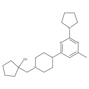 1-({4-[6-Methyl-2-(pyrrolidin-1-yl)pyrimidin-4-yl]piperazin-1-yl}methyl)cyclopentan-1-ol结构式