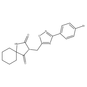3-{[3-(4-Bromophenyl)-1,2,4-oxadiazol-5-yl]methyl}-1,3-diazaspiro[4.5]decane-2,4-dione结构式