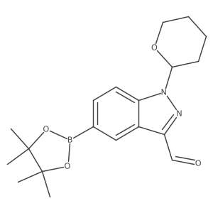 1-(Tetrahydro-2H-pyran-2-yl)-5-(4,4,5,5-tetramethyl-1,3,2-dioxaborolan-2-yl)-1H-indazole-3-carbaldehyde结构式