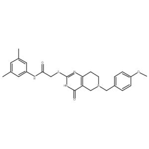 N-(3,5-dimethylphenyl)-2-((6-(4-methoxybenzyl)-4-oxo-3,4,5,6,7,8-hexahydropyrido[4,3-d]pyrimidin-2-yl)thio)acetamide结构式
