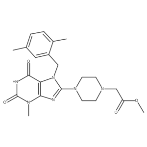 methyl 2-(4-(7-(2,5-dimethylbenzyl)-3-methyl-2,6-dioxo-2,3,6,7-tetrahydro-1H-purin-8-yl)piperazin-1-yl)acetate Structure