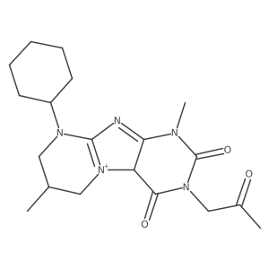 9-Cyclohexyl-1,7-dimethyl-3-(2-oxopropyl)-4a,6,7,8-tetrahydropurino[7,8-a]pyrimidin-5-ium-2,4-dione结构式