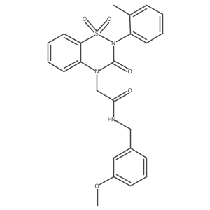 2-(1,1-dioxido-3-oxo-2-(o-tolyl)-2H-benzo[e][1,2,4]thiadiazin-4(3H)-yl)-N-(3-methoxybenzyl)acetamide结构式