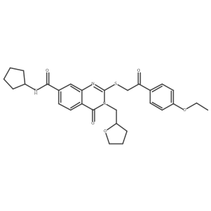 N-cyclopentyl-2-{[2-(4-ethoxyphenyl)-2-oxoethyl]sulfanyl}-4-oxo-3-[(oxolan-2-yl)methyl]-3,4-dihydroquinazoline-7-carboxamide结构式