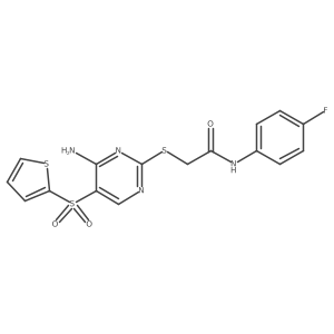 2-{[4-amino-5-(thiophene-2-sulfonyl)pyrimidin-2-yl]sulfanyl}-N-(4-fluorophenyl)acetamide Structure