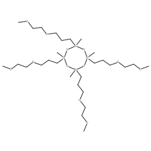 2,4,6,8-Tetrakis[3-(2-methoxyethoxy)propyl]-2,4,6,8-tetramethylcyclotetrasiloxane结构式