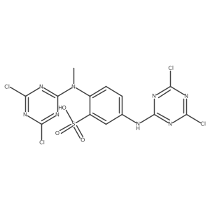 5-[(4,6-Dichloro-1,3,5-triazin-2-yl)amino]-2-[(4,6-dichloro-1,3,5-triazin-2-yl)methylamino]benzenesulfonic acid结构式