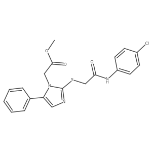 methyl 2-(2-((2-((4-chlorophenyl)amino)-2-oxoethyl)thio)-5-phenyl-1H-imidazol-1-yl)acetate Structure