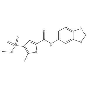 N-(benzo[d][1,3]dioxol-5-yl)-5-methyl-4-(N-methylsulfamoyl)furan-2-carboxamide结构式