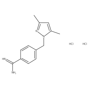 4-[(3,5-dimethyl-1H-pyrazol-1-yl)methyl]benzene-1-carboximidamide dihydrochloride结构式
