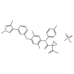 N-(4-(2-(1,3-dimethyl-1h-pyrazol-4-yl)pyridin-4-yloxy)-2,5-difluorophenyl)-N-(4-fluorophenyl)cyclopropane-1,1-dicarboxamide methanesulfonate Structure
