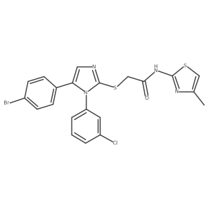 2-((5-(4-bromophenyl)-1-(3-chlorophenyl)-1H-imidazol-2-yl)thio)-N-(4-methylthiazol-2-yl)acetamide Structure