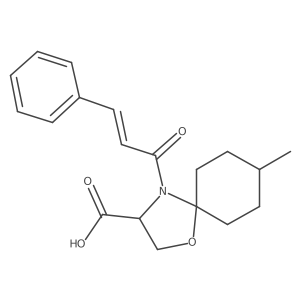 8-Methyl-4-[(2Z)-3-phenylprop-2-enoyl]-1-oxa-4-azaspiro[4.5]decane-3-carboxylic acid结构式