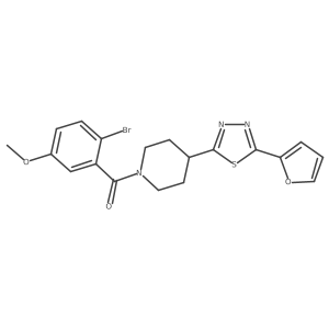 (2-Bromo-5-methoxyphenyl)(4-(5-(furan-2-yl)-1,3,4-thiadiazol-2-yl)piperidin-1-yl)methanone结构式